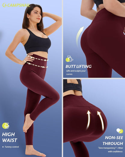 4 Pack Leggings for Women - High Waisted Tummy Control Yoga Pants for Workout Gym Black Leggings Plus Size Dance