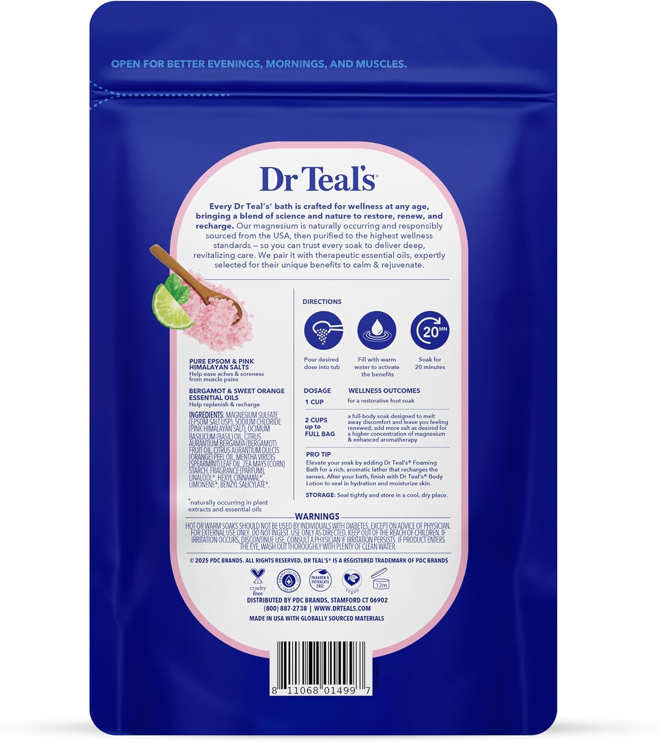 Epsom Salt Magnesium Soak, Restore & Replenish with Pink Himalayan Salt, 3 lbs