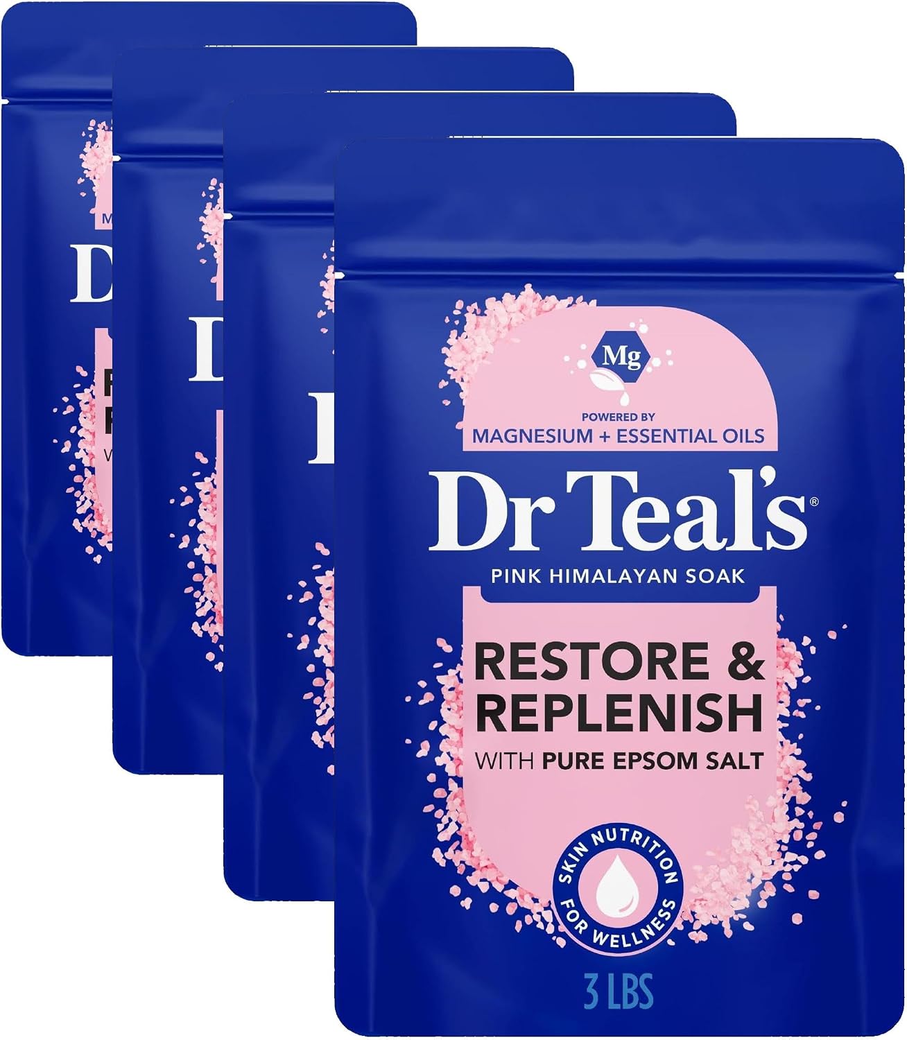 Epsom Salt Magnesium Soak, Restore & Replenish with Pink Himalayan Salt, 3 lbs