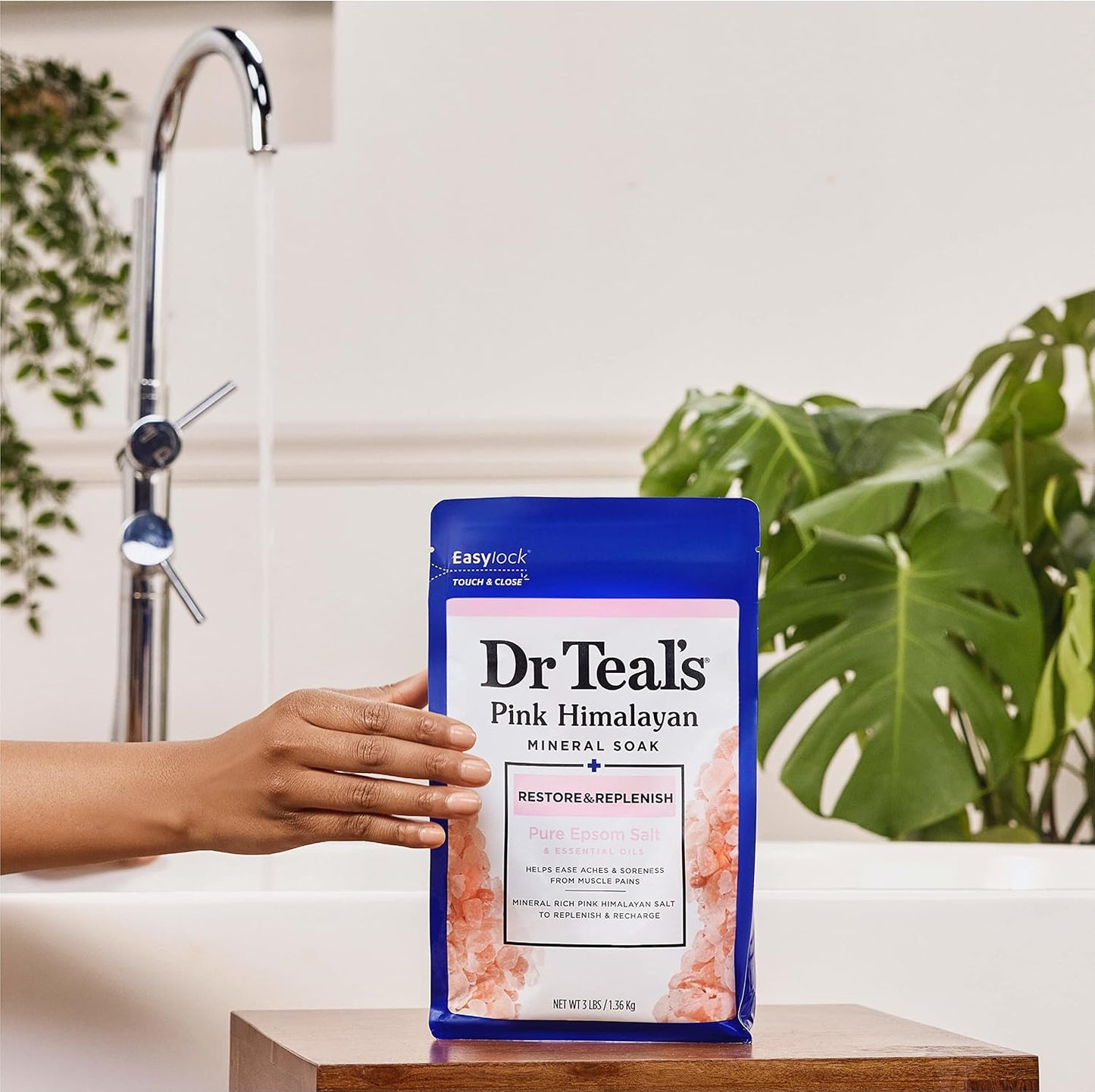 Epsom Salt Magnesium Soak, Restore & Replenish with Pink Himalayan Salt, 3 lbs