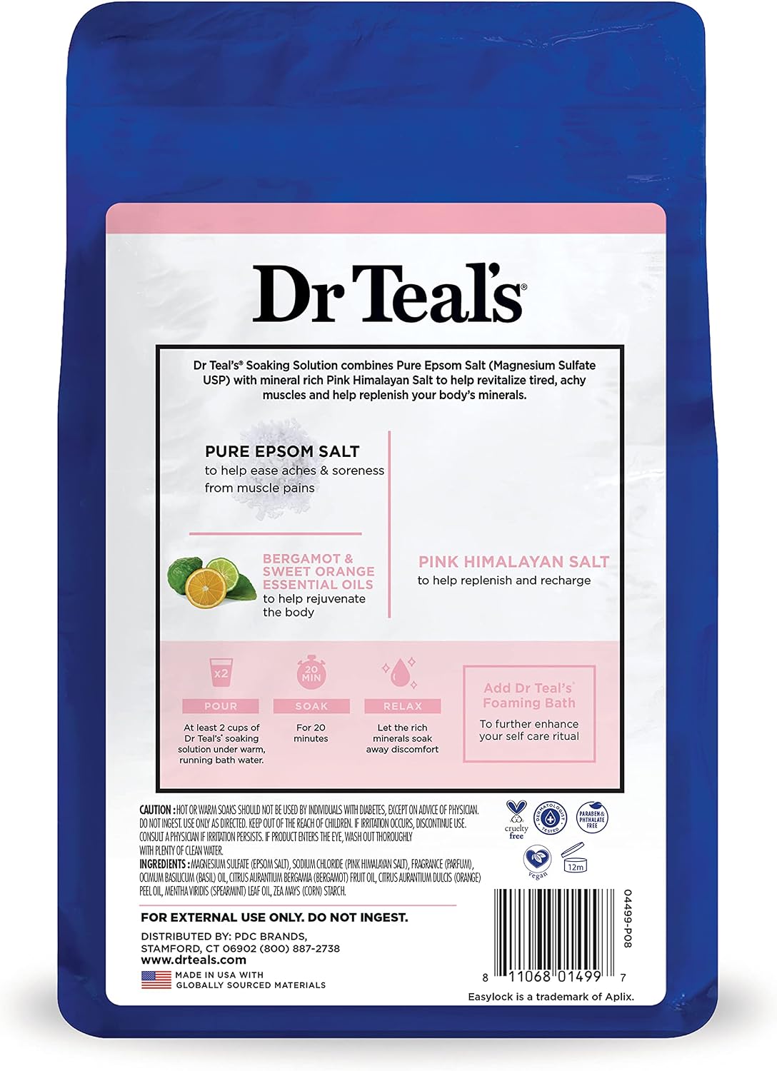 Epsom Salt Magnesium Soak, Restore & Replenish with Pink Himalayan Salt, 3 lbs