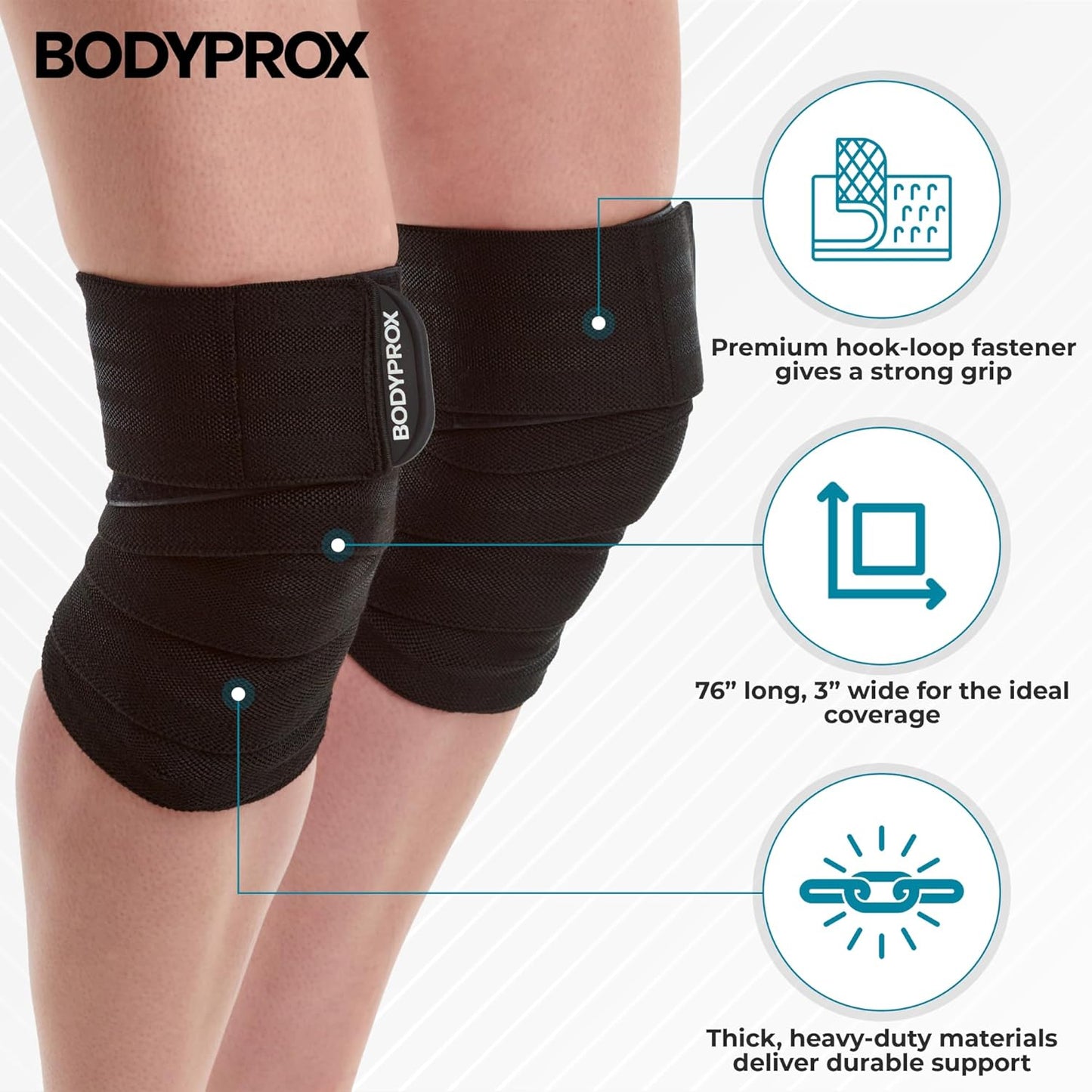 Knee Wrap 2 Pack for Squats, Weightlifting, Powerlifting, Leg Press, and Cross Training, Knee Support for Men and Women