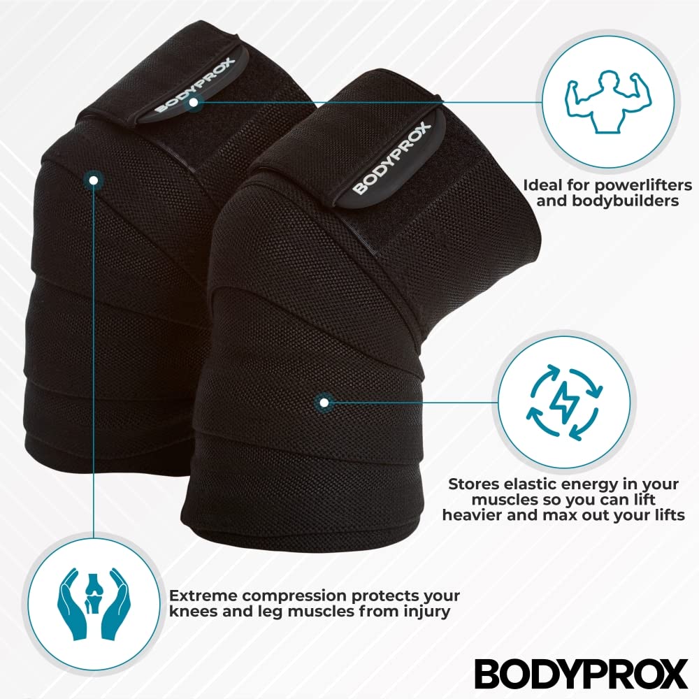Knee Wrap 2 Pack for Squats, Weightlifting, Powerlifting, Leg Press, and Cross Training, Knee Support for Men and Women