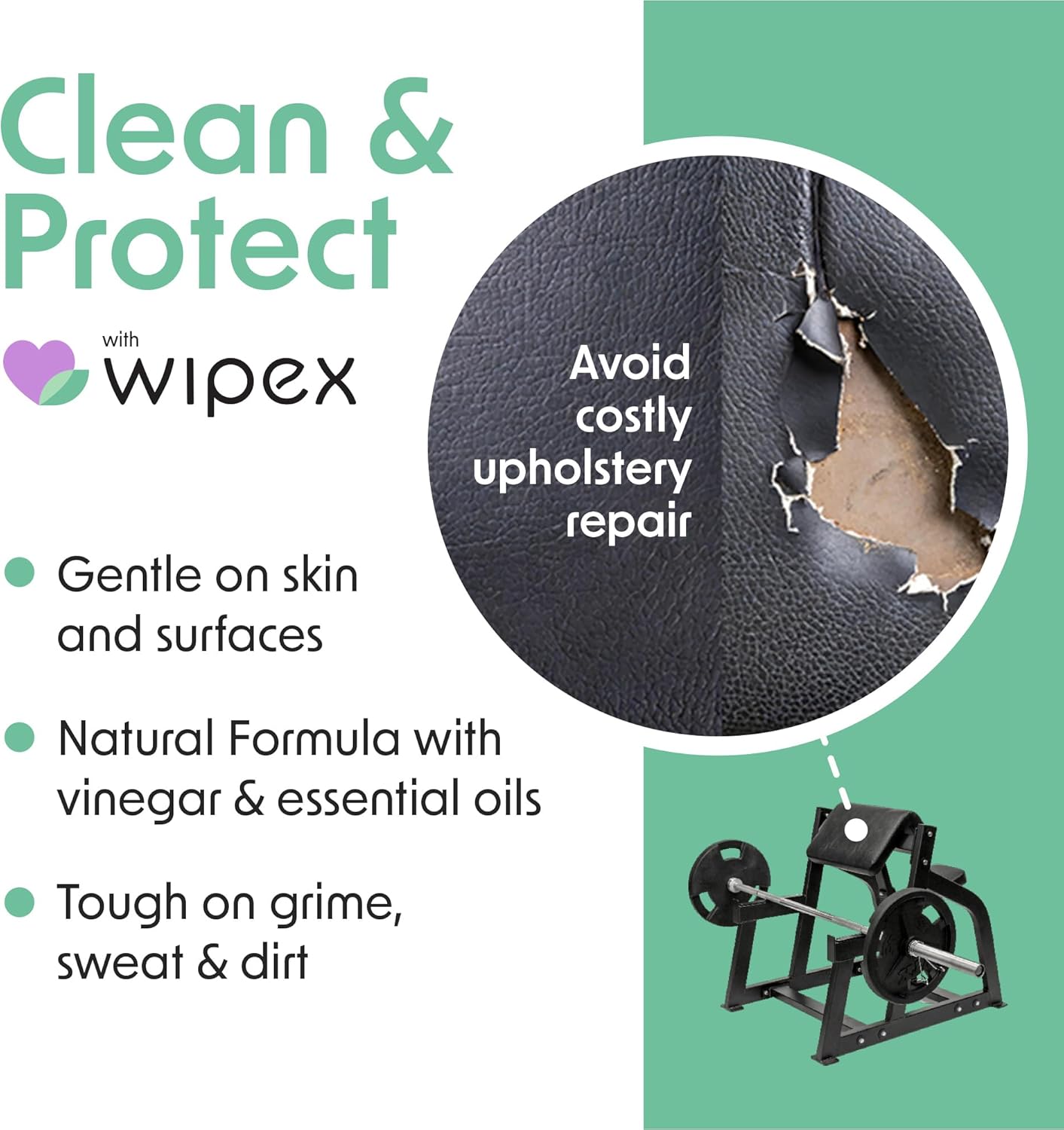 Fitness Wipes Bucket Refill Roll - EWG Verified - Plant-based Fitness Equipment Wipes, Lemongrass, Eucalyptus & Vinegar to Clean Surfaces, Yoga Mat & Gym Cleaner and Peloton Bikes, 400 Count