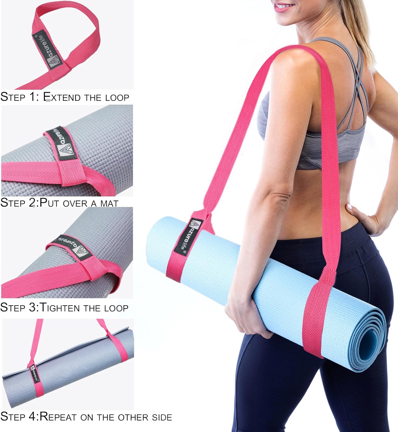 [MAT NOT Included] Yoga Mat Sling, Yoga Mat Straps for Carrying, Easy-Cinch Yoga Mat Holder Strap
