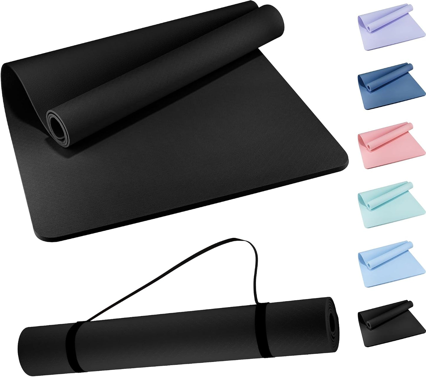 Extra Wide Yoga Mat 72" x 32", 6mm Non Slip TPE Exercise Mat with Carrying Strap, Large Workout Mat for Yoga, Pilates, Stretching, HIIT & Home Gym