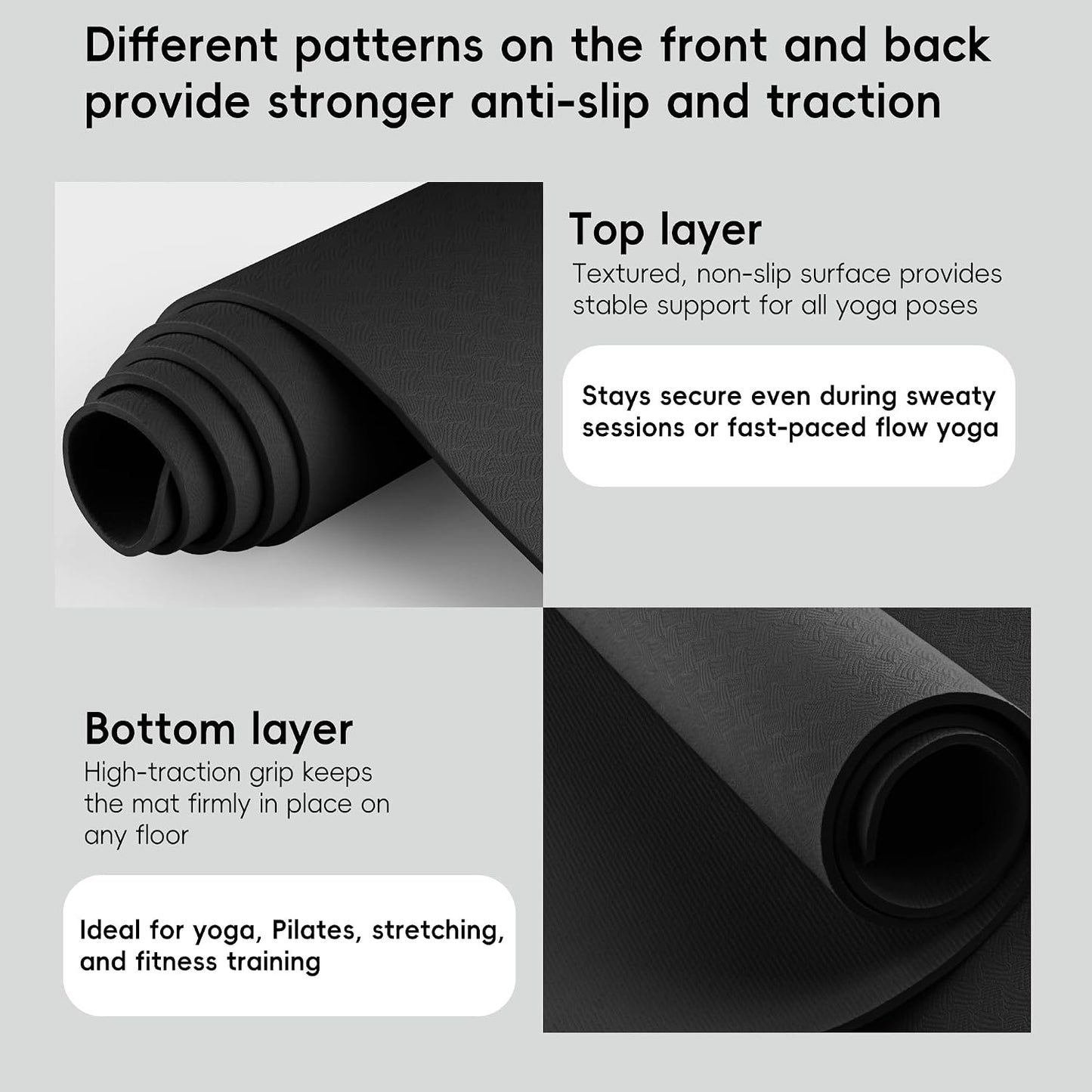 Extra Wide Yoga Mat 72" x 32", 6mm Non Slip TPE Exercise Mat with Carrying Strap, Large Workout Mat for Yoga, Pilates, Stretching, HIIT & Home Gym