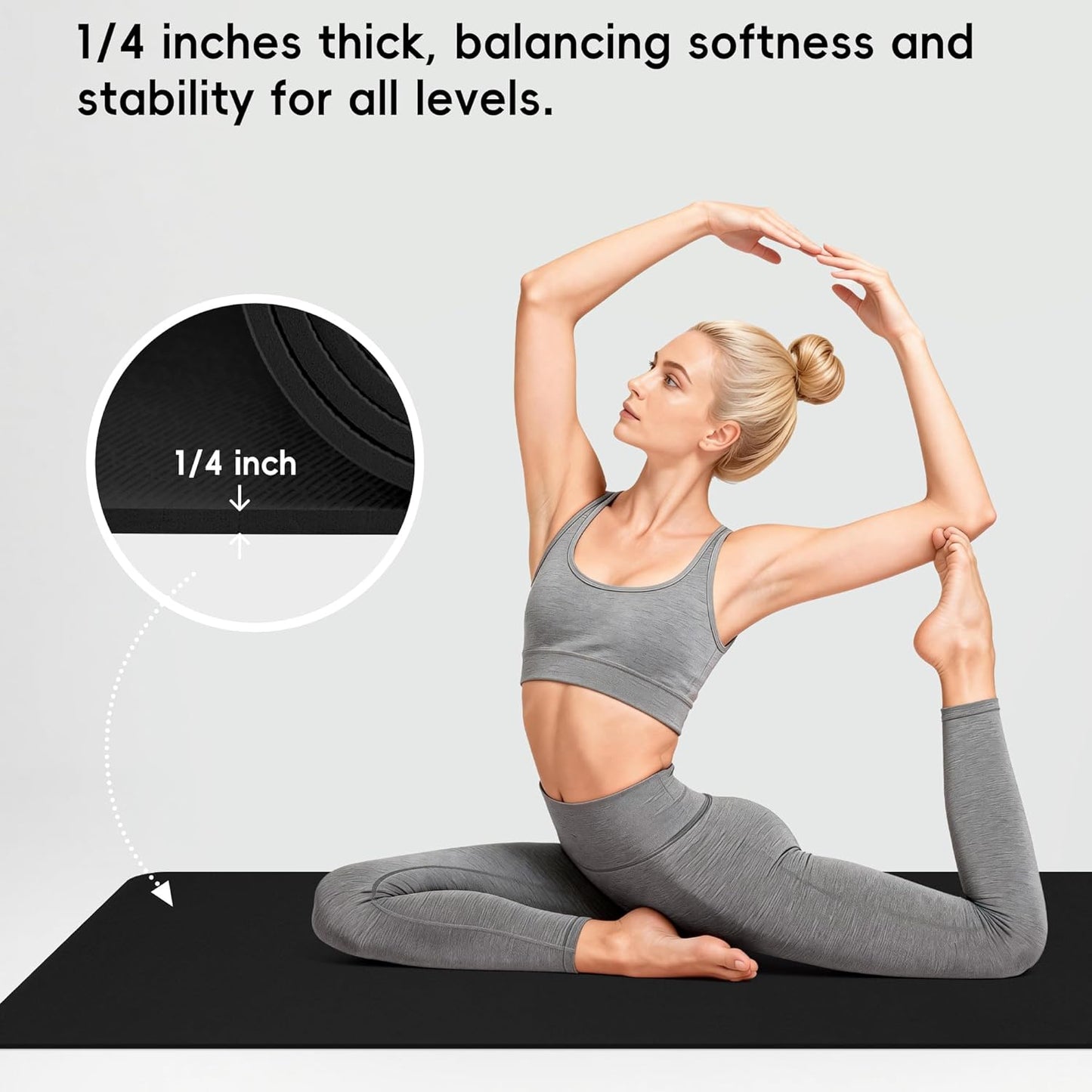 Extra Wide Yoga Mat 72" x 32", 6mm Non Slip TPE Exercise Mat with Carrying Strap, Large Workout Mat for Yoga, Pilates, Stretching, HIIT & Home Gym