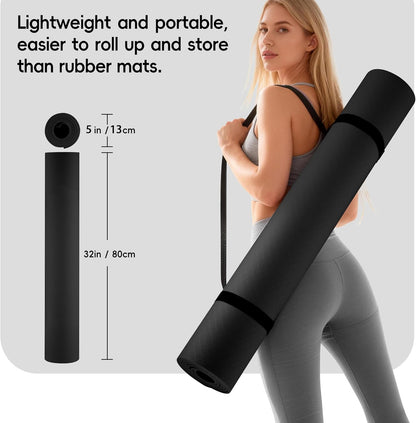 Extra Wide Yoga Mat 72" x 32", 6mm Non Slip TPE Exercise Mat with Carrying Strap, Large Workout Mat for Yoga, Pilates, Stretching, HIIT & Home Gym