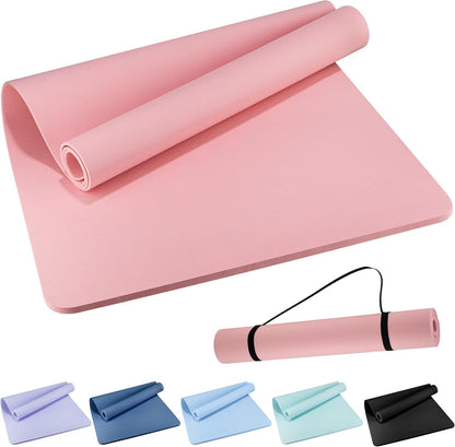 Extra Wide Yoga Mat 72" x 32", 6mm Non Slip TPE Exercise Mat with Carrying Strap, Large Workout Mat for Yoga, Pilates, Stretching, HIIT & Home Gym