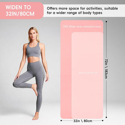Extra Wide Yoga Mat 72" x 32", 6mm Non Slip TPE Exercise Mat with Carrying Strap, Large Workout Mat for Yoga, Pilates, Stretching, HIIT & Home Gym