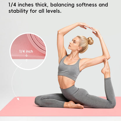 Extra Wide Yoga Mat 72" x 32", 6mm Non Slip TPE Exercise Mat with Carrying Strap, Large Workout Mat for Yoga, Pilates, Stretching, HIIT & Home Gym