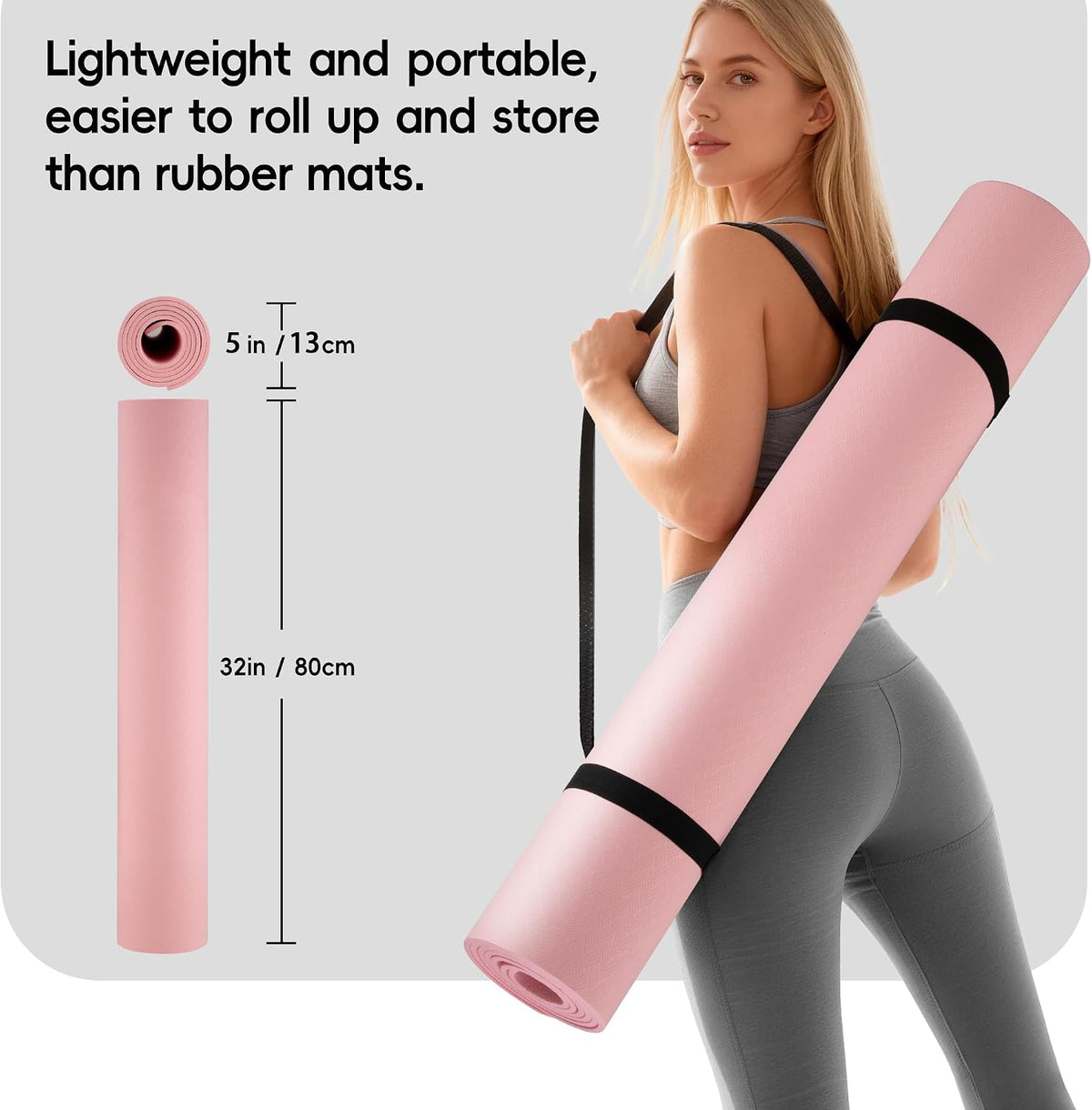 Extra Wide Yoga Mat 72" x 32", 6mm Non Slip TPE Exercise Mat with Carrying Strap, Large Workout Mat for Yoga, Pilates, Stretching, HIIT & Home Gym