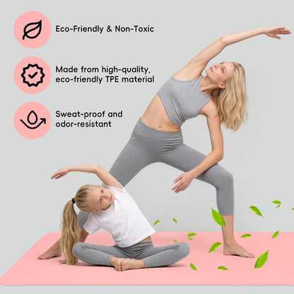 Extra Wide Yoga Mat 72" x 32", 6mm Non Slip TPE Exercise Mat with Carrying Strap, Large Workout Mat for Yoga, Pilates, Stretching, HIIT & Home Gym