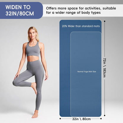 Extra Wide Yoga Mat 72" x 32", 6mm Non Slip TPE Exercise Mat with Carrying Strap, Large Workout Mat for Yoga, Pilates, Stretching, HIIT & Home Gym