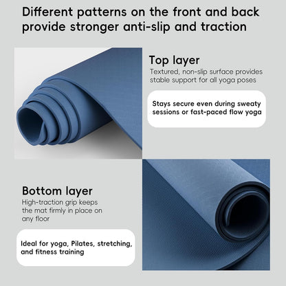 Extra Wide Yoga Mat 72" x 32", 6mm Non Slip TPE Exercise Mat with Carrying Strap, Large Workout Mat for Yoga, Pilates, Stretching, HIIT & Home Gym