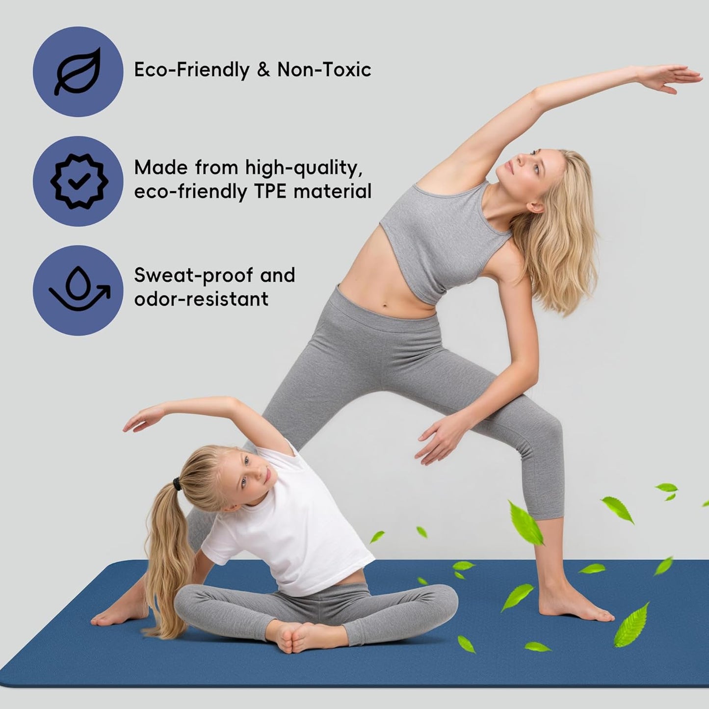 Extra Wide Yoga Mat 72" x 32", 6mm Non Slip TPE Exercise Mat with Carrying Strap, Large Workout Mat for Yoga, Pilates, Stretching, HIIT & Home Gym