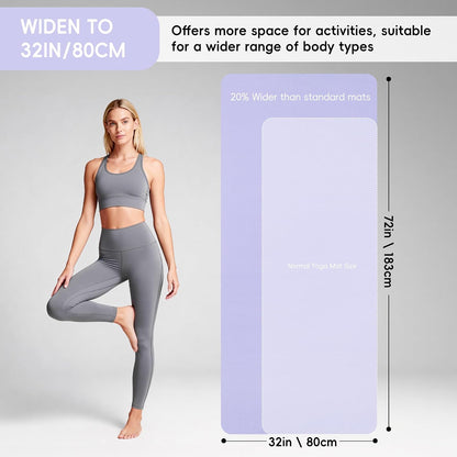Extra Wide Yoga Mat 72" x 32", 6mm Non Slip TPE Exercise Mat with Carrying Strap, Large Workout Mat for Yoga, Pilates, Stretching, HIIT & Home Gym