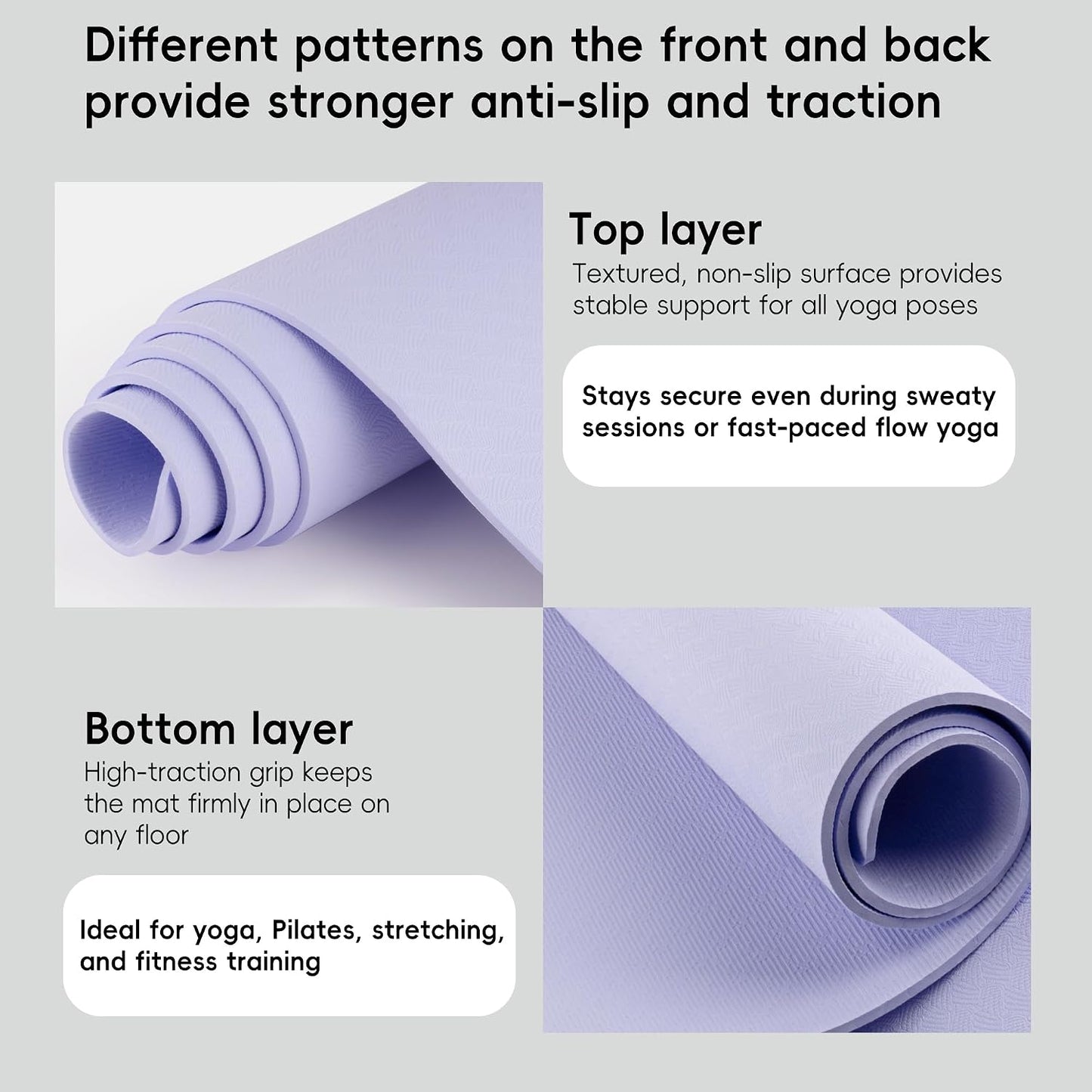Extra Wide Yoga Mat 72" x 32", 6mm Non Slip TPE Exercise Mat with Carrying Strap, Large Workout Mat for Yoga, Pilates, Stretching, HIIT & Home Gym