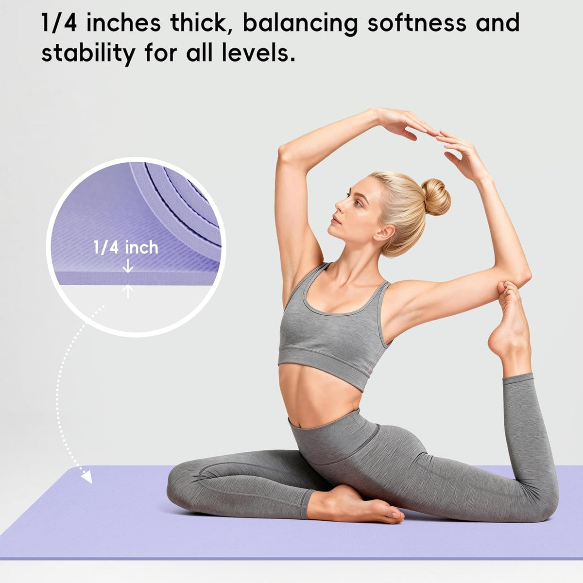 Extra Wide Yoga Mat 72" x 32", 6mm Non Slip TPE Exercise Mat with Carrying Strap, Large Workout Mat for Yoga, Pilates, Stretching, HIIT & Home Gym