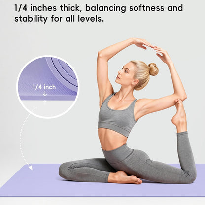 Extra Wide Yoga Mat 72" x 32", 6mm Non Slip TPE Exercise Mat with Carrying Strap, Large Workout Mat for Yoga, Pilates, Stretching, HIIT & Home Gym