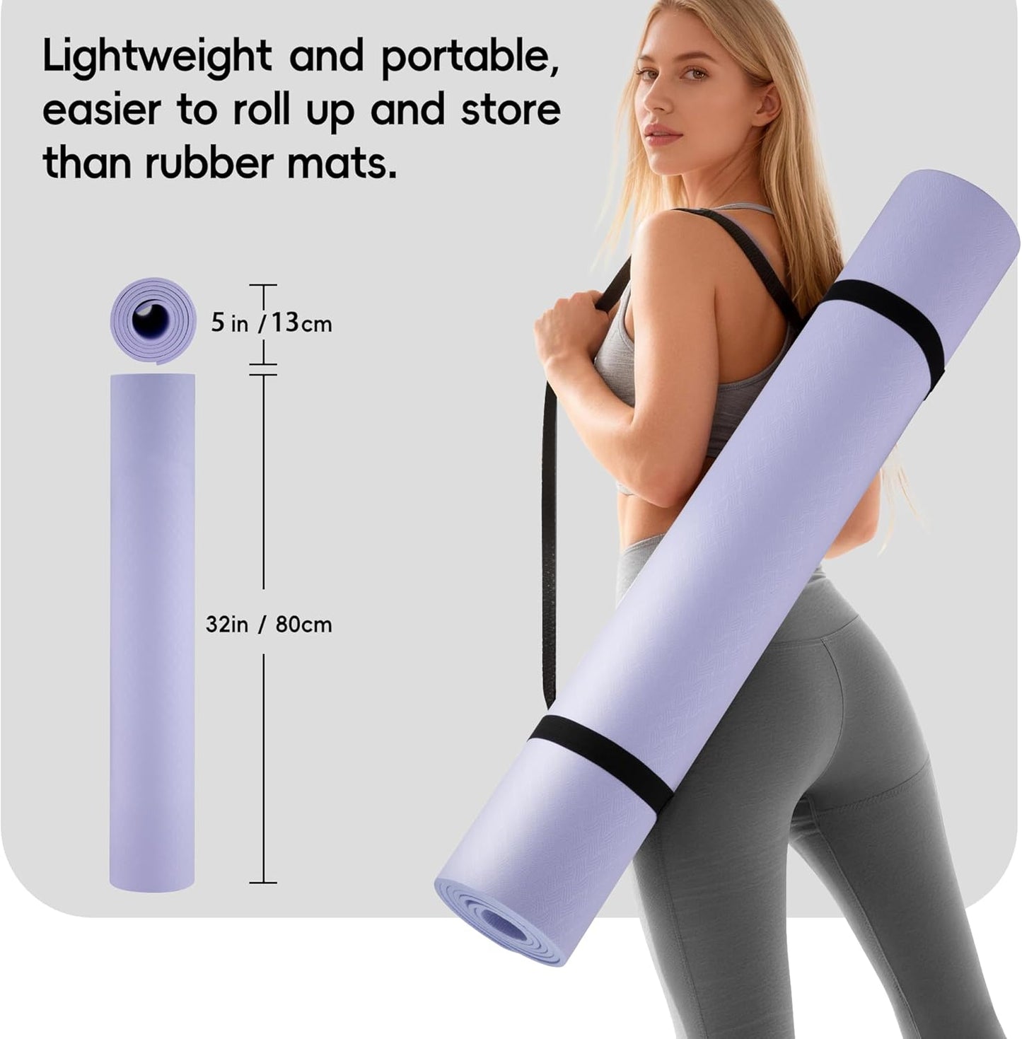 Extra Wide Yoga Mat 72" x 32", 6mm Non Slip TPE Exercise Mat with Carrying Strap, Large Workout Mat for Yoga, Pilates, Stretching, HIIT & Home Gym