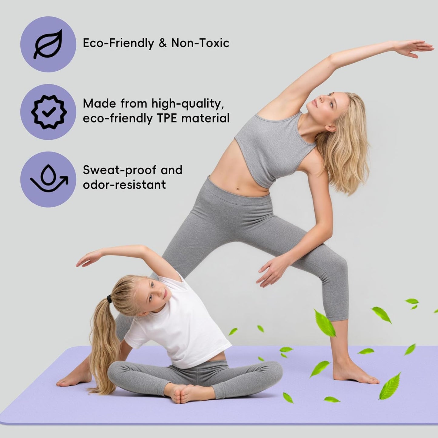 Extra Wide Yoga Mat 72" x 32", 6mm Non Slip TPE Exercise Mat with Carrying Strap, Large Workout Mat for Yoga, Pilates, Stretching, HIIT & Home Gym