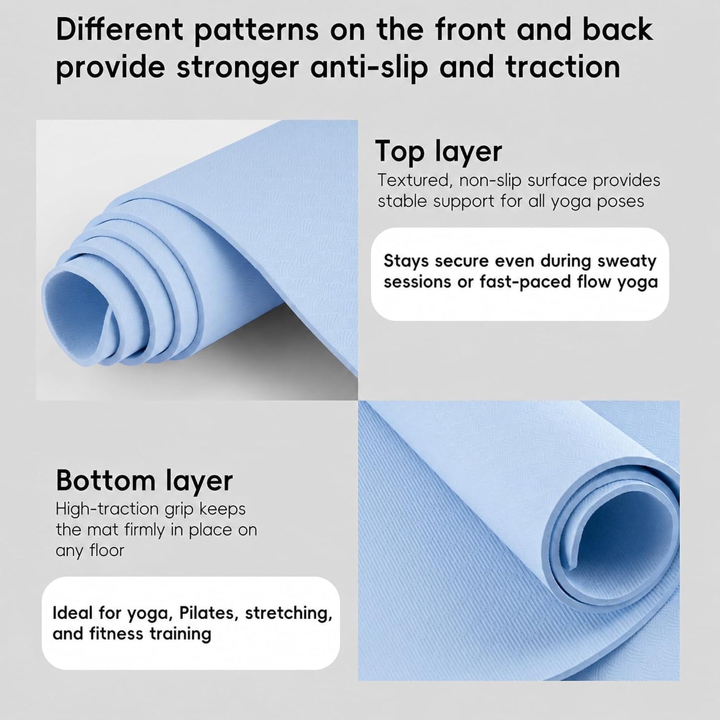 Extra Wide Yoga Mat 72" x 32", 6mm Non Slip TPE Exercise Mat with Carrying Strap, Large Workout Mat for Yoga, Pilates, Stretching, HIIT & Home Gym