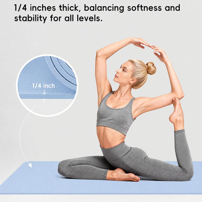 Extra Wide Yoga Mat 72" x 32", 6mm Non Slip TPE Exercise Mat with Carrying Strap, Large Workout Mat for Yoga, Pilates, Stretching, HIIT & Home Gym