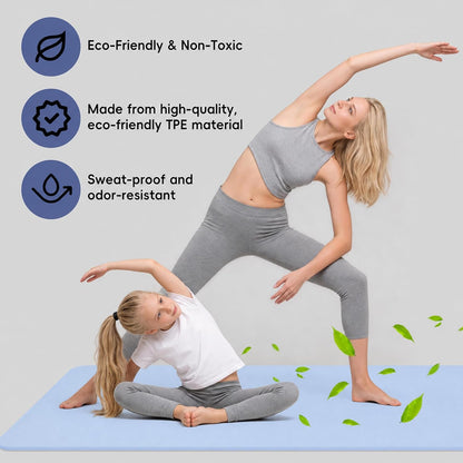 Extra Wide Yoga Mat 72" x 32", 6mm Non Slip TPE Exercise Mat with Carrying Strap, Large Workout Mat for Yoga, Pilates, Stretching, HIIT & Home Gym