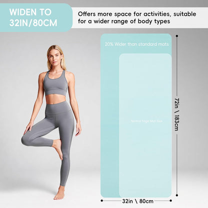 Extra Wide Yoga Mat 72" x 32", 6mm Non Slip TPE Exercise Mat with Carrying Strap, Large Workout Mat for Yoga, Pilates, Stretching, HIIT & Home Gym
