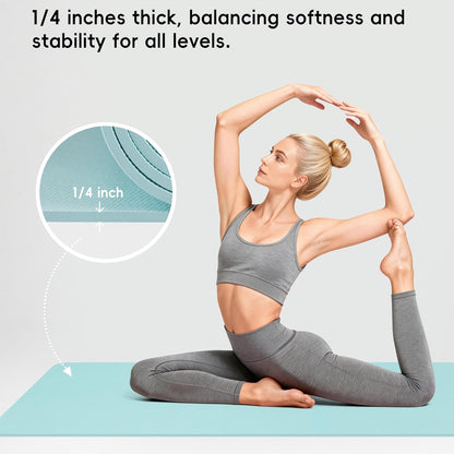 Extra Wide Yoga Mat 72" x 32", 6mm Non Slip TPE Exercise Mat with Carrying Strap, Large Workout Mat for Yoga, Pilates, Stretching, HIIT & Home Gym