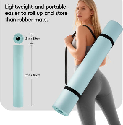 Extra Wide Yoga Mat 72" x 32", 6mm Non Slip TPE Exercise Mat with Carrying Strap, Large Workout Mat for Yoga, Pilates, Stretching, HIIT & Home Gym