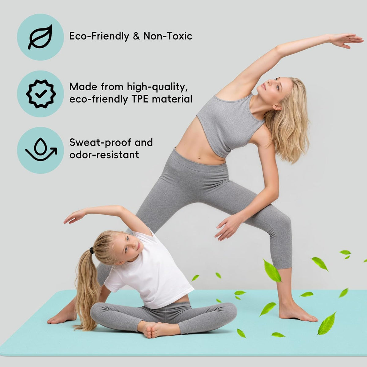 Extra Wide Yoga Mat 72" x 32", 6mm Non Slip TPE Exercise Mat with Carrying Strap, Large Workout Mat for Yoga, Pilates, Stretching, HIIT & Home Gym