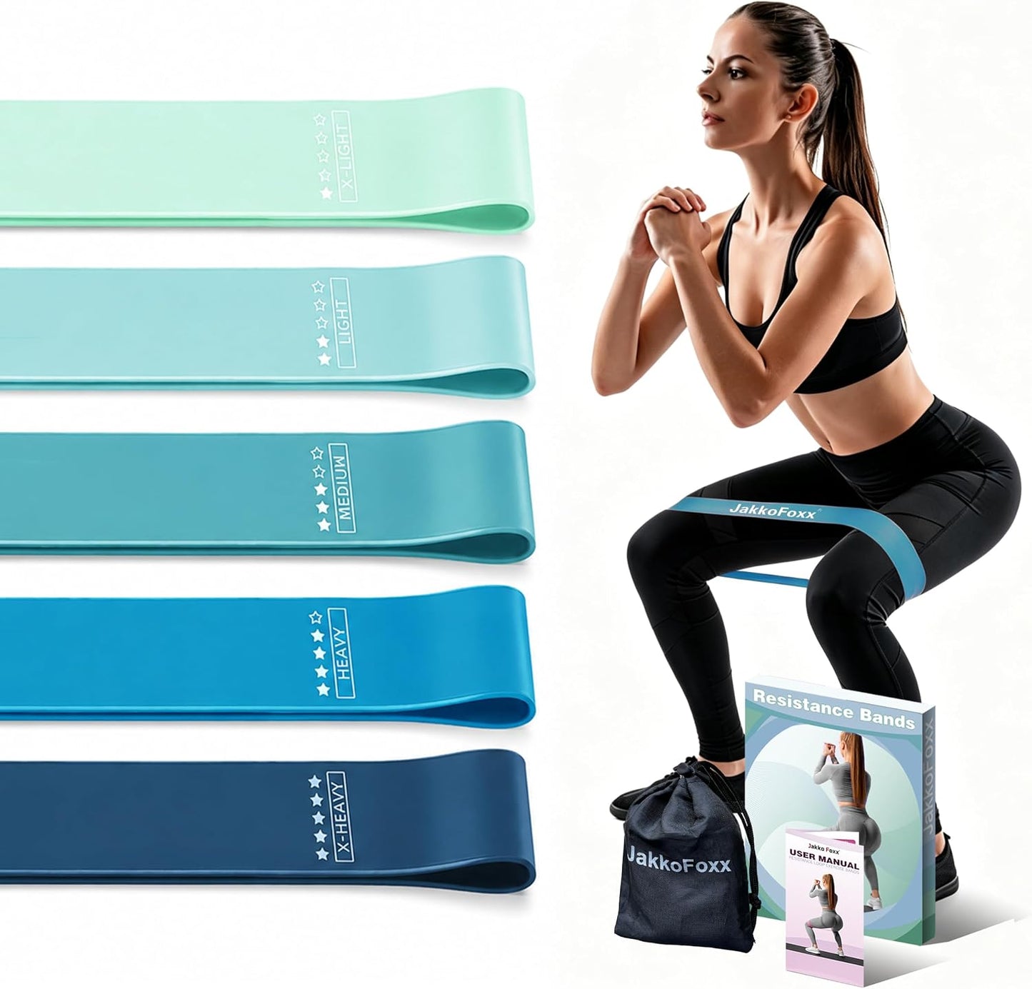 Resistance Loop Exercise Bands, Resistance Bands Exercise Bands for Home Fitness, Stretching, Strength Training, Physical Therapy,Elastic Workout Bands for Women Men Kids, Set of 5