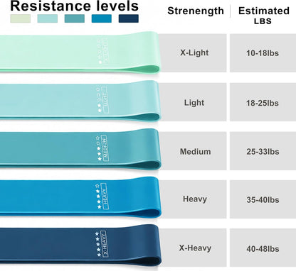 Resistance Loop Exercise Bands, Resistance Bands Exercise Bands for Home Fitness, Stretching, Strength Training, Physical Therapy,Elastic Workout Bands for Women Men Kids, Set of 5