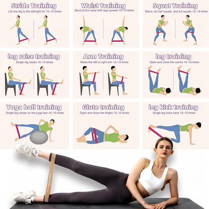 Resistance Loop Exercise Bands, Resistance Bands Exercise Bands for Home Fitness, Stretching, Strength Training, Physical Therapy,Elastic Workout Bands for Women Men Kids, Set of 5