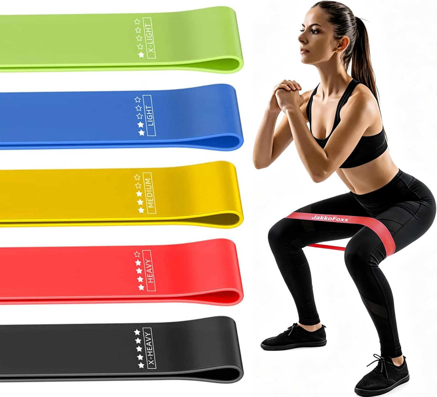 Resistance Loop Exercise Bands, Resistance Bands Exercise Bands for Home Fitness, Stretching, Strength Training, Physical Therapy,Elastic Workout Bands for Women Men Kids, Set of 5