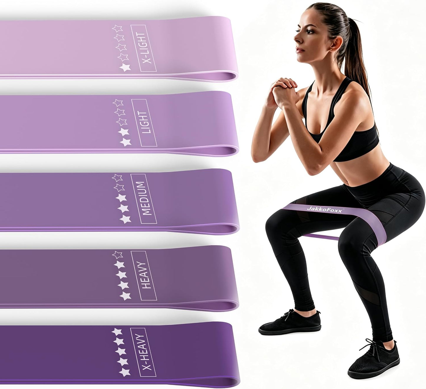 Resistance Loop Exercise Bands, Resistance Bands Exercise Bands for Home Fitness, Stretching, Strength Training, Physical Therapy,Elastic Workout Bands for Women Men Kids, Set of 5