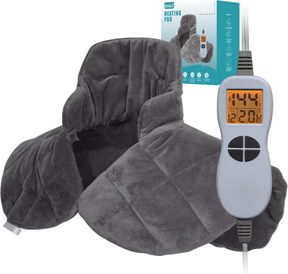 19" x 24" Weighted Neck&Shoulder Heating Pad, 2.5lbs with 12 Temperature Settings&Countdown Timer,Pain Relief for Neck/Shoulders/Menstrual Pain(Dark Gray)