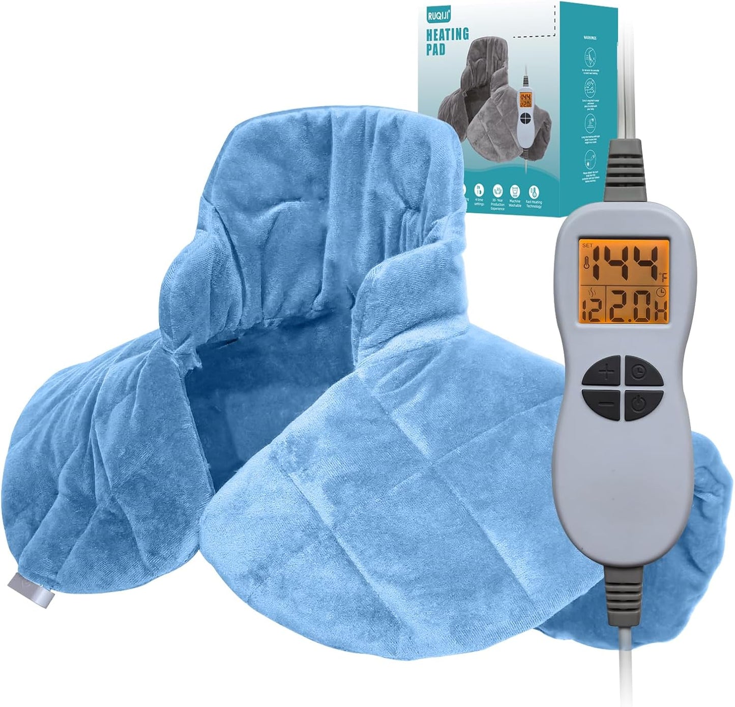 19" x 24" Weighted Neck&Shoulder Heating Pad, 2.5lbs with 12 Temperature Settings&Countdown Timer,Pain Relief for Neck/Shoulders/Menstrual Pain(Dark Gray)