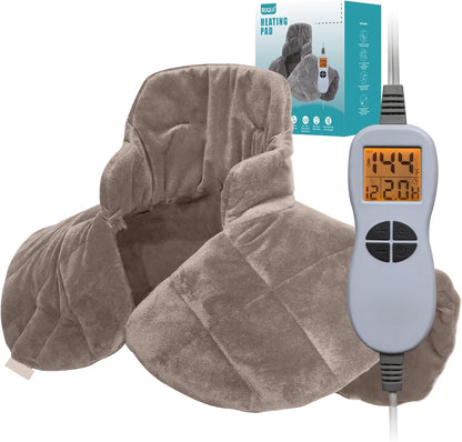 19" x 24" Weighted Neck&Shoulder Heating Pad, 2.5lbs with 12 Temperature Settings&Countdown Timer,Pain Relief for Neck/Shoulders/Menstrual Pain(Dark Gray)