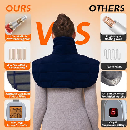 19" x 24" Weighted Neck&Shoulder Heating Pad, 2.5lbs with 12 Temperature Settings&Countdown Timer,Pain Relief for Neck/Shoulders/Menstrual Pain(Dark Gray)