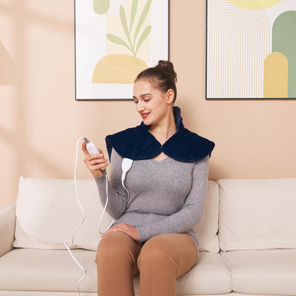 19" x 24" Weighted Neck&Shoulder Heating Pad, 2.5lbs with 12 Temperature Settings&Countdown Timer,Pain Relief for Neck/Shoulders/Menstrual Pain(Dark Gray)