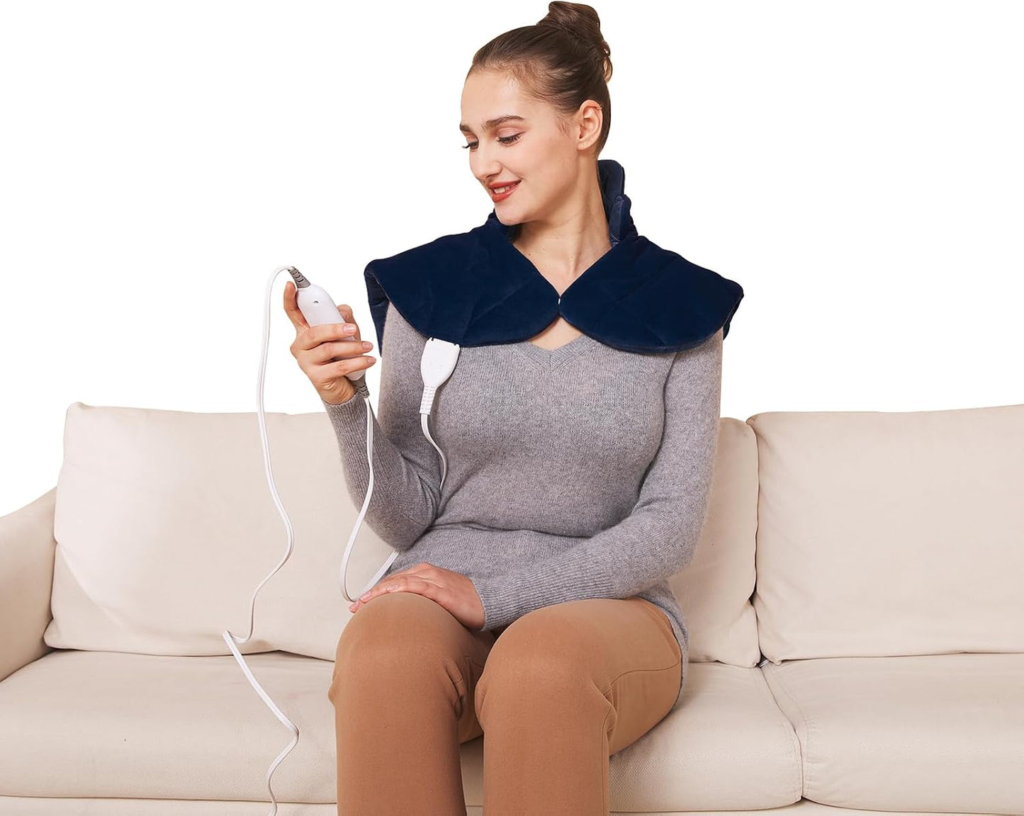 19" x 24" Weighted Neck&Shoulder Heating Pad, 2.5lbs with 12 Temperature Settings&Countdown Timer,Pain Relief for Neck/Shoulders/Menstrual Pain(Dark Gray)