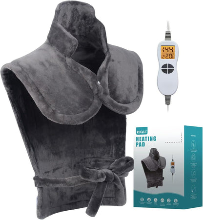 19" x 24" Weighted Neck&Shoulder Heating Pad, 2.5lbs with 12 Temperature Settings&Countdown Timer,Pain Relief for Neck/Shoulders/Menstrual Pain(Dark Gray)