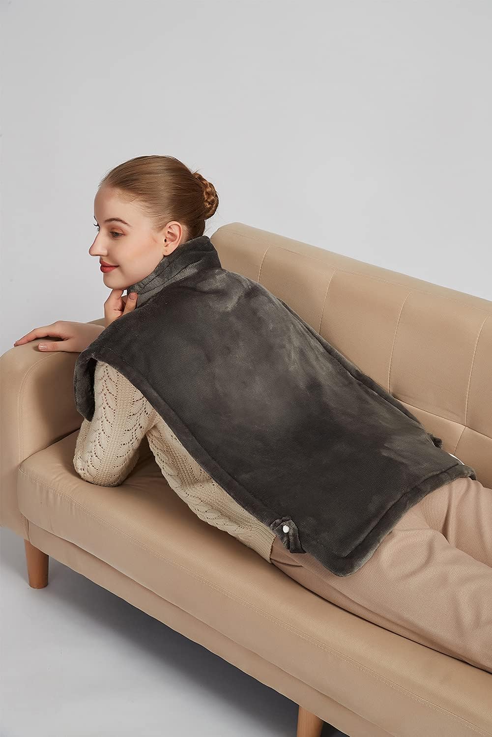 19" x 24" Weighted Neck&Shoulder Heating Pad, 2.5lbs with 12 Temperature Settings&Countdown Timer,Pain Relief for Neck/Shoulders/Menstrual Pain(Dark Gray)