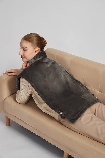 19" x 24" Weighted Neck&Shoulder Heating Pad, 2.5lbs with 12 Temperature Settings&Countdown Timer,Pain Relief for Neck/Shoulders/Menstrual Pain(Dark Gray)