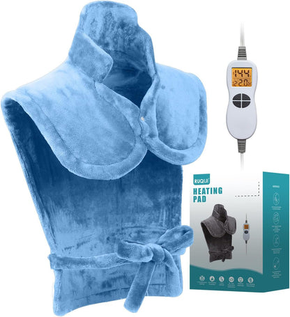 19" x 24" Weighted Neck&Shoulder Heating Pad, 2.5lbs with 12 Temperature Settings&Countdown Timer,Pain Relief for Neck/Shoulders/Menstrual Pain(Dark Gray)