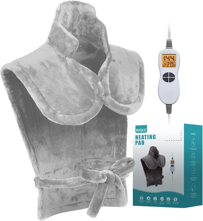 19" x 24" Weighted Neck&Shoulder Heating Pad, 2.5lbs with 12 Temperature Settings&Countdown Timer,Pain Relief for Neck/Shoulders/Menstrual Pain(Dark Gray)